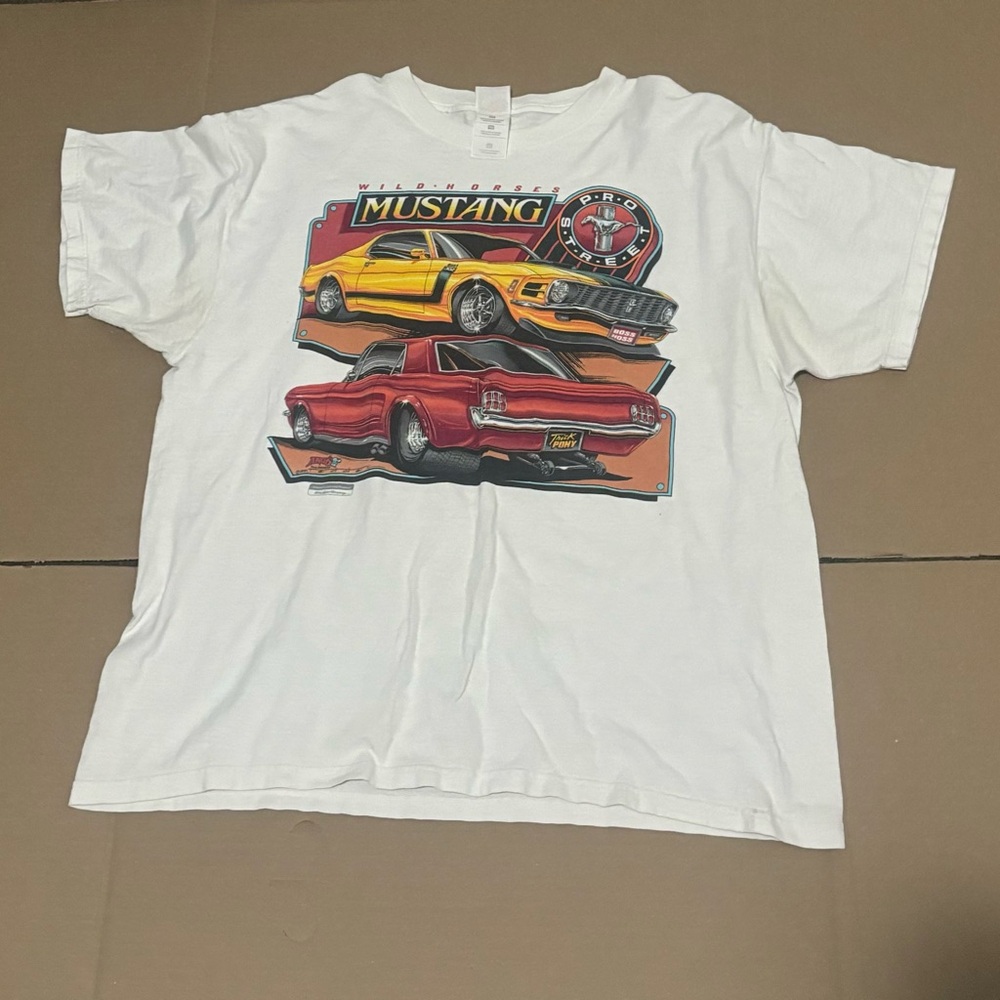 Vintage Mustang Graphic T-Shirt - White, Red, Yellow